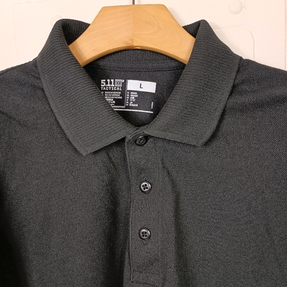 5.11 Tactical Mens Polo Shirt Large Black Professional Long Sleeve Uniform Pckt - Picture 5 of 12